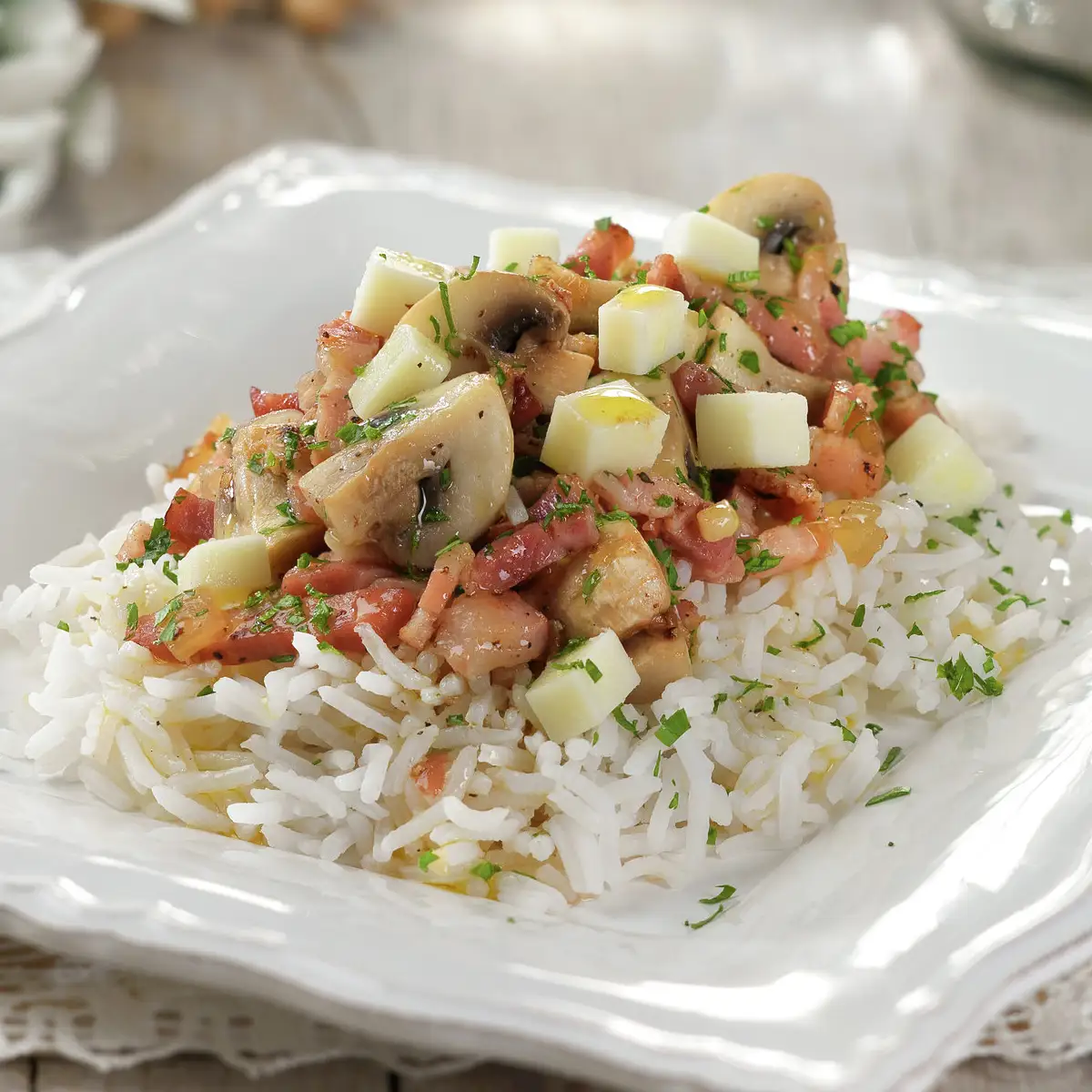 ENSALADA DE ARROZ CON CHAMPIÑONES.